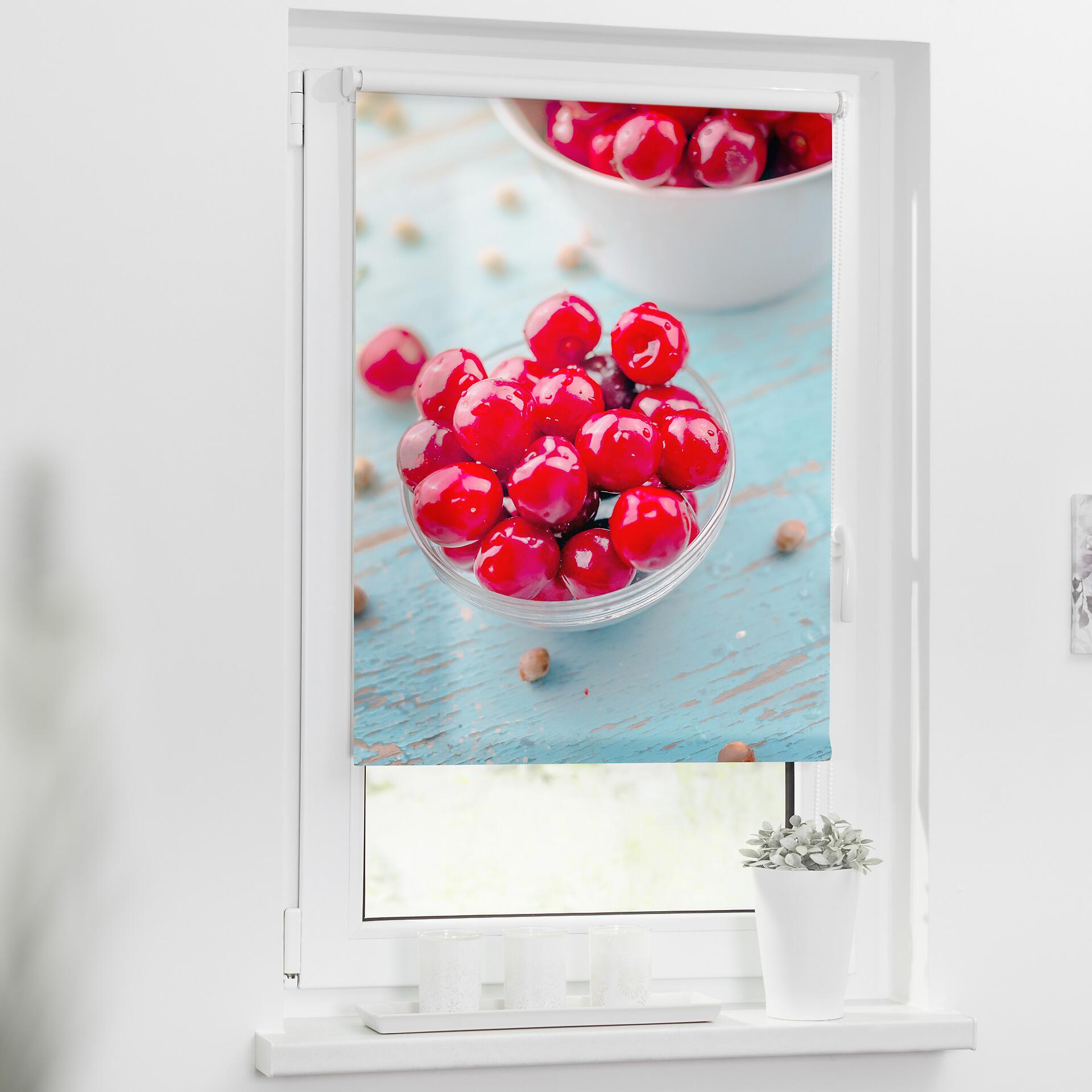 LICHTBLICK Verdunkelungsrollo Kirschen rot B/L: ca. 100x150 cm