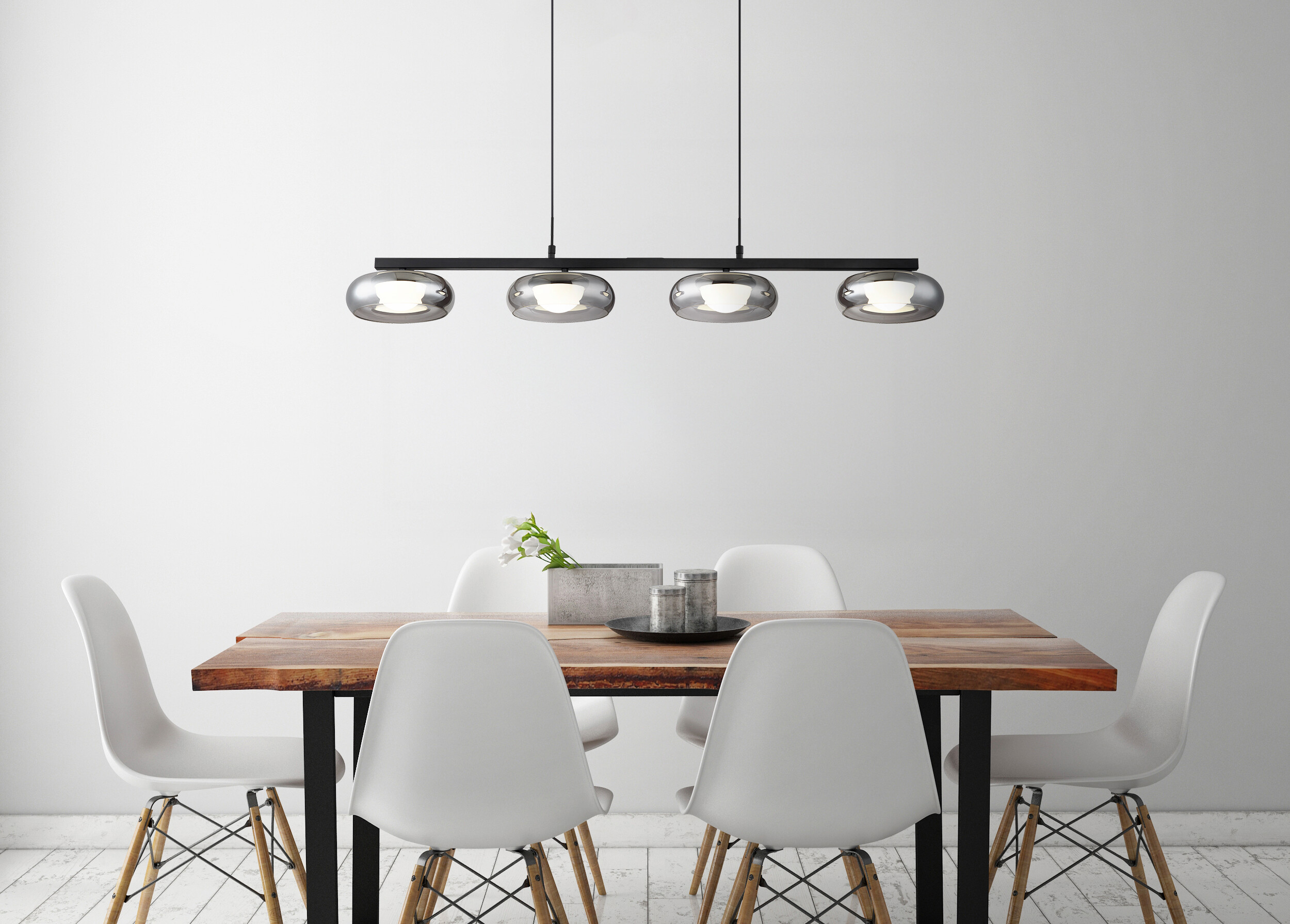 GLOBO Hängeleuchte Rauch schwarz Glas Metall B/H/L: ca. 26x17x124 cm