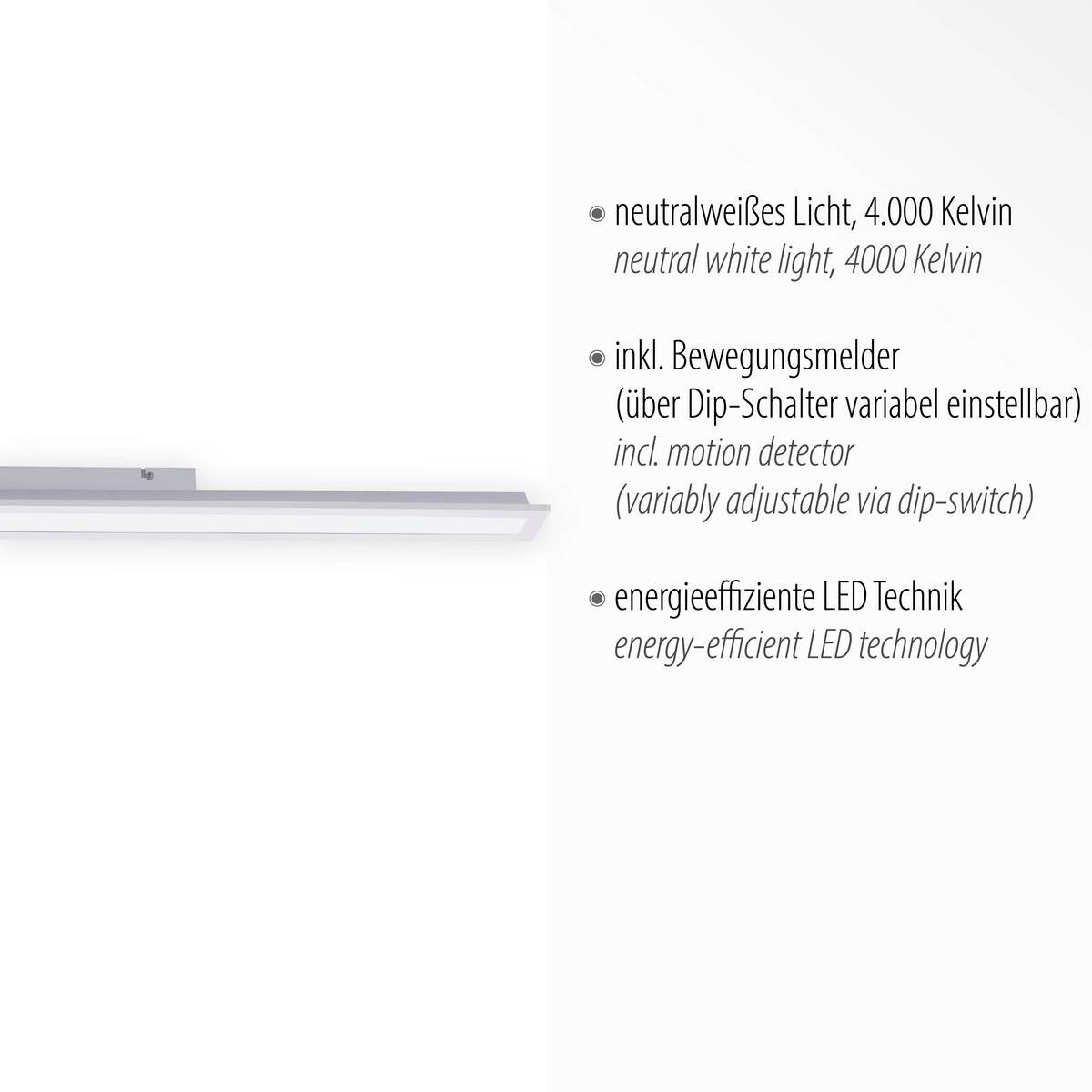 Just Light LED-Deckenpanel FLEET 14472-16 weiß Kunststoff B/H/T: ca. 10x7x100 cm 1 Brennstellen