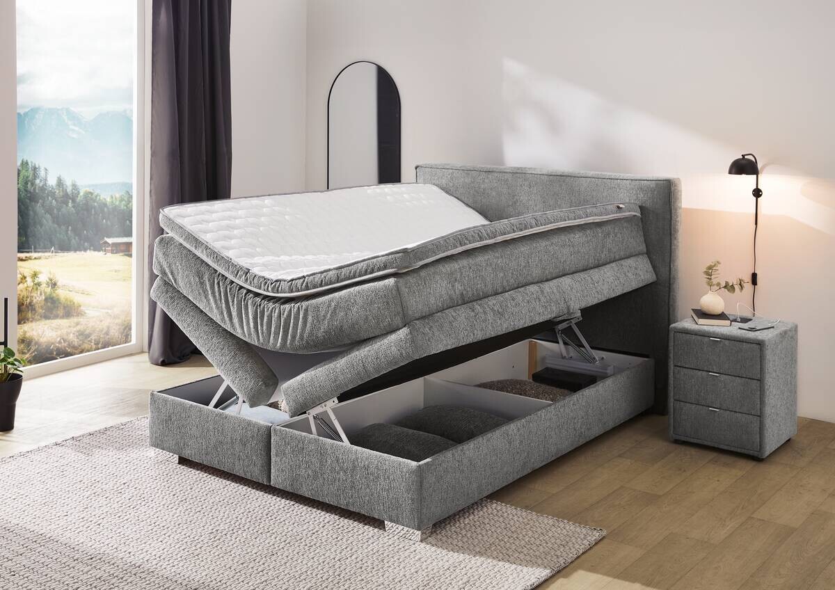 Boxspringbett grau dunkel Liegefläche B/L: ca. 140x200 cm