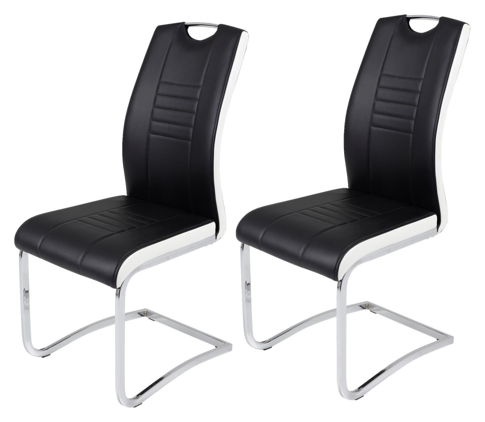 Schwingstuhl Tabea 2er Set schwarz weiß Kunstleder Kunstleder B/H/T: ca. 43x99x61 cm