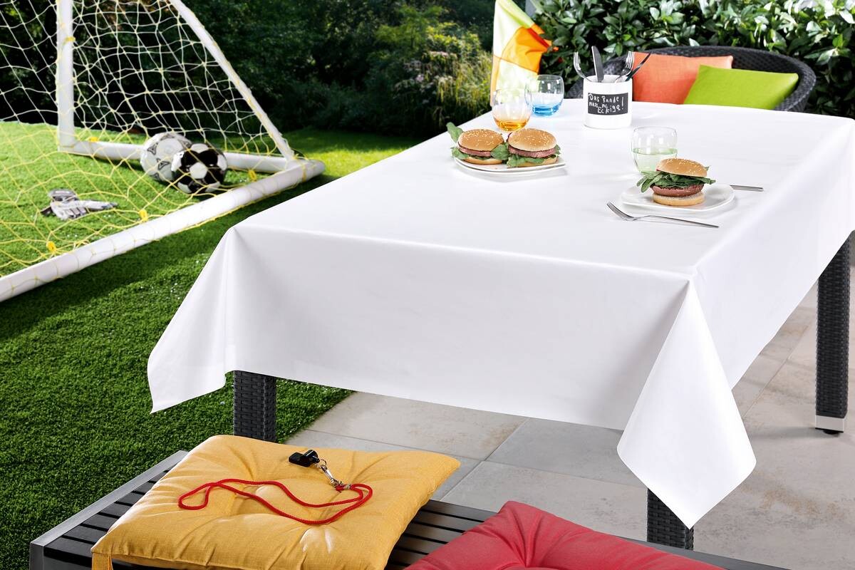Milano Abwaschbarer Tischbelag Glanz uni weiß B: ca. 140 cm