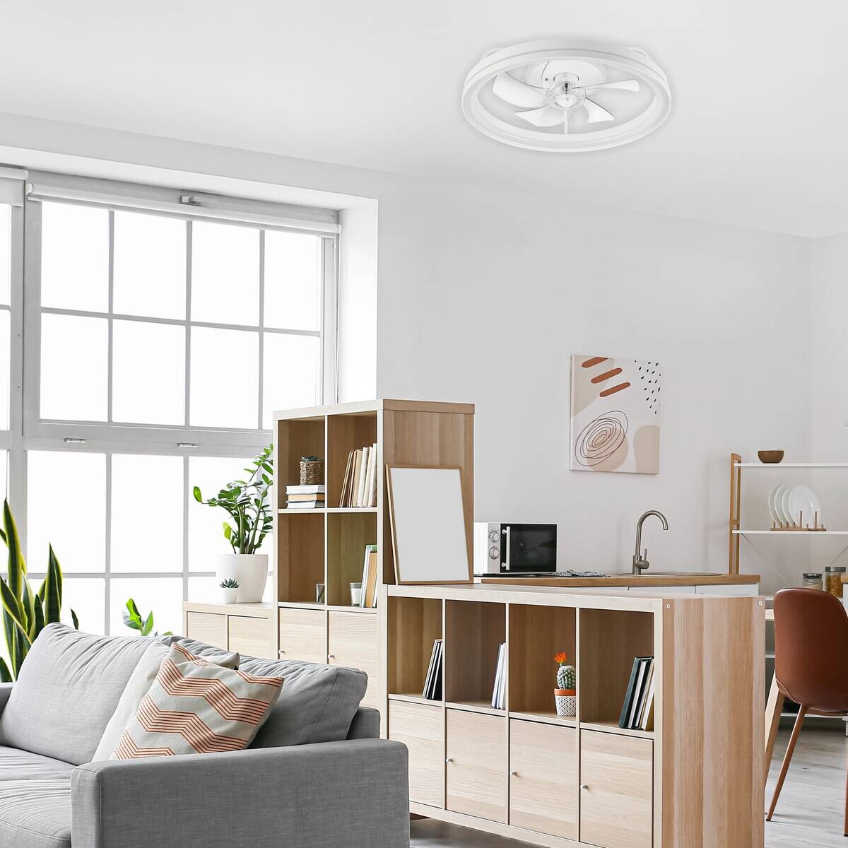 Lamkur LED-Deckenventilator Falco weiß H/L: ca. 17x50 cm 4 Brennstellen