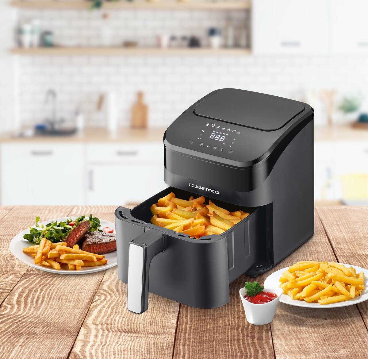 GOURMETmaxx Heißluftfritteuse schwarz Metall B/H/L: ca. 24x28,6x34,9 cm ca. 4 l