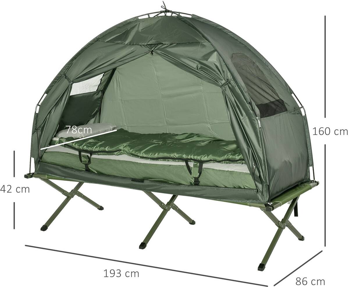 Outsunny Campingbett dunkelgrün Polyester-Mischgewebe B/H/L: ca. 78x118x193 cm