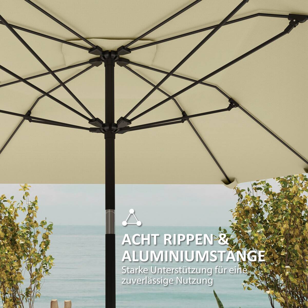 Outsunny Sonnenschirm beige Aluminium B/H/L: ca. 233x240x233 cm