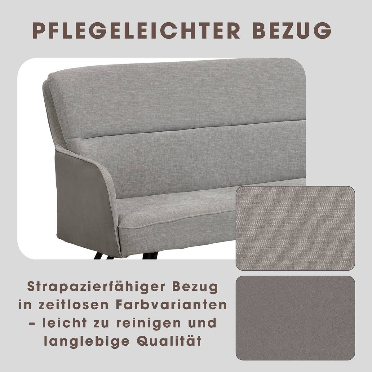 Sitzbank TINO schwarz grau Metall Microfaser B/H/T: ca. 160x94x67 cm