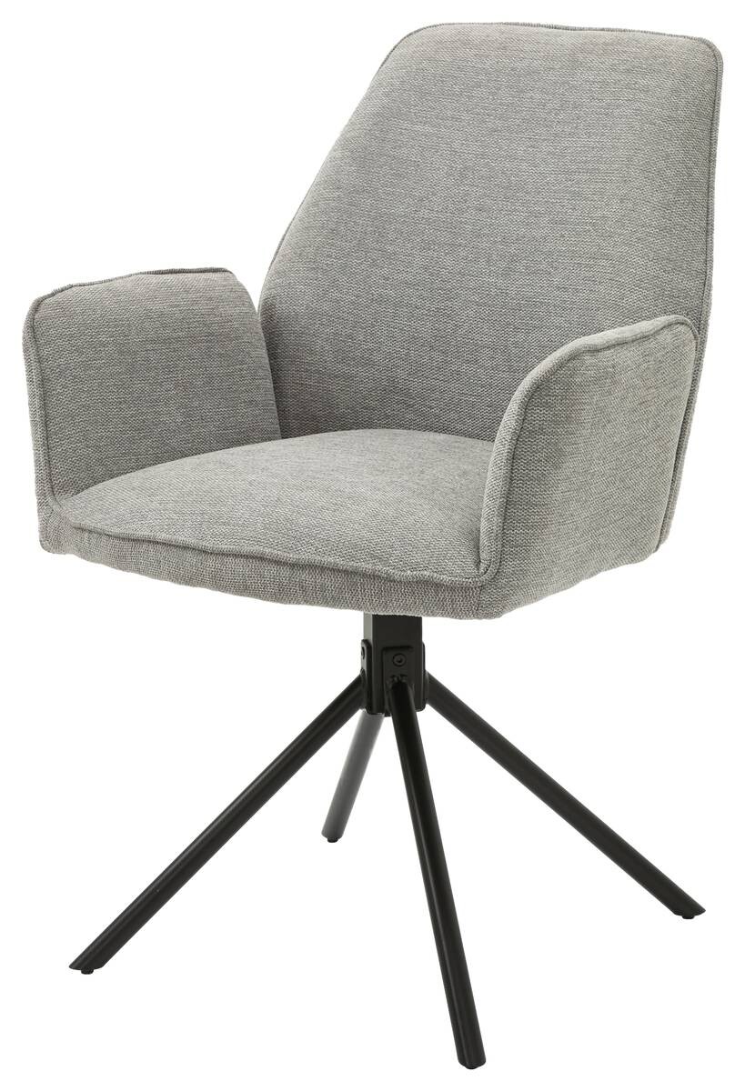 Stuhl BLAIR 2er-Set hellgrau schwarz Webstoff Metall B/H/T: ca. 57x89x61 cm