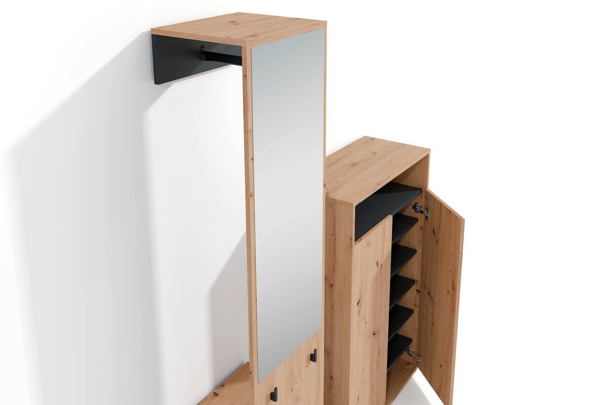 Garderobe Lyon Eiche Artisan Nachbildung schwarz B/H/T: ca. 70x115x33,5 cm