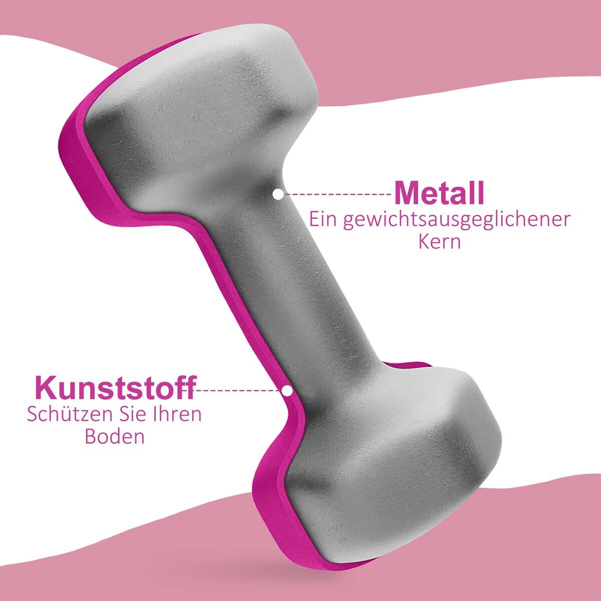 SPORTNOW Kurzhantel rosa Metall B/H/L: ca. 8x8x18 cm