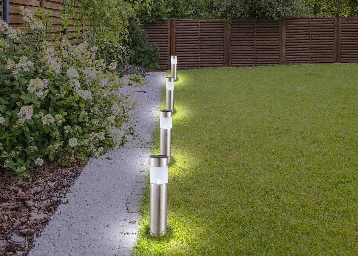 LED-Solarleuchte Edelstahl H/D: ca. 38x6,5 cm