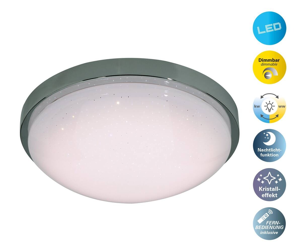 Näve Leuchten LED-Deckenleuchte Chrom Metall Kunststoff B/H/T/D: ca. 29x9x29x29 cm