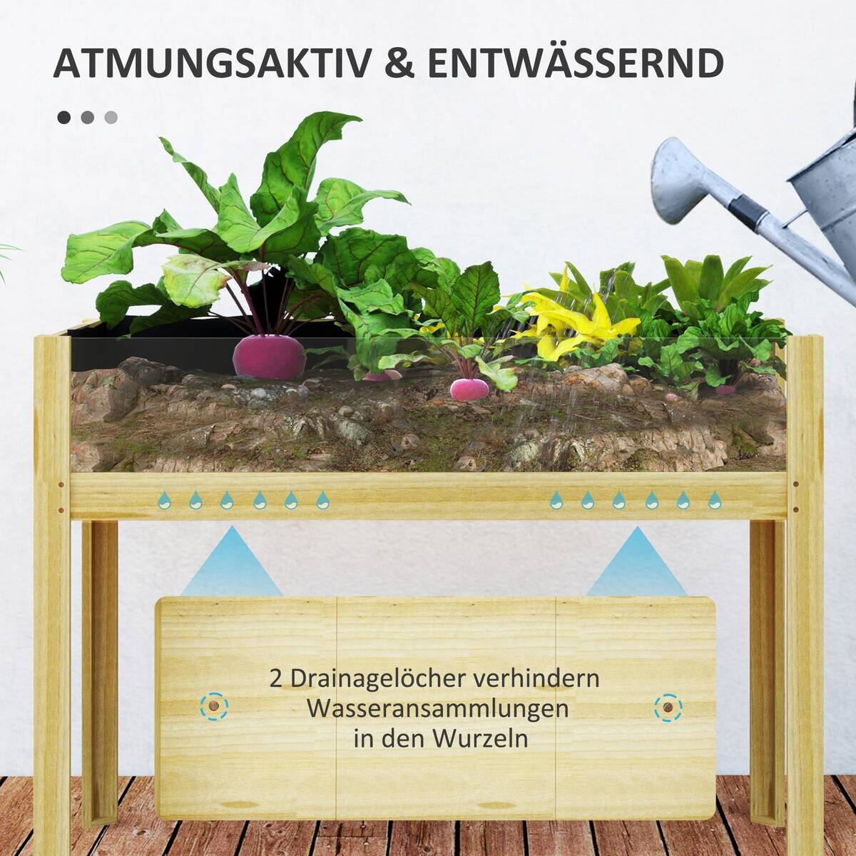 Outsunny Hochbeet natur Holz B/H/L: ca. 50x80x110 cm