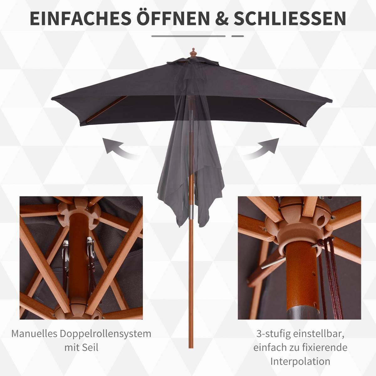 Outsunny Sonnenschirm dunkelgrau Polyester B/H/L: ca. 150x230x200 cm