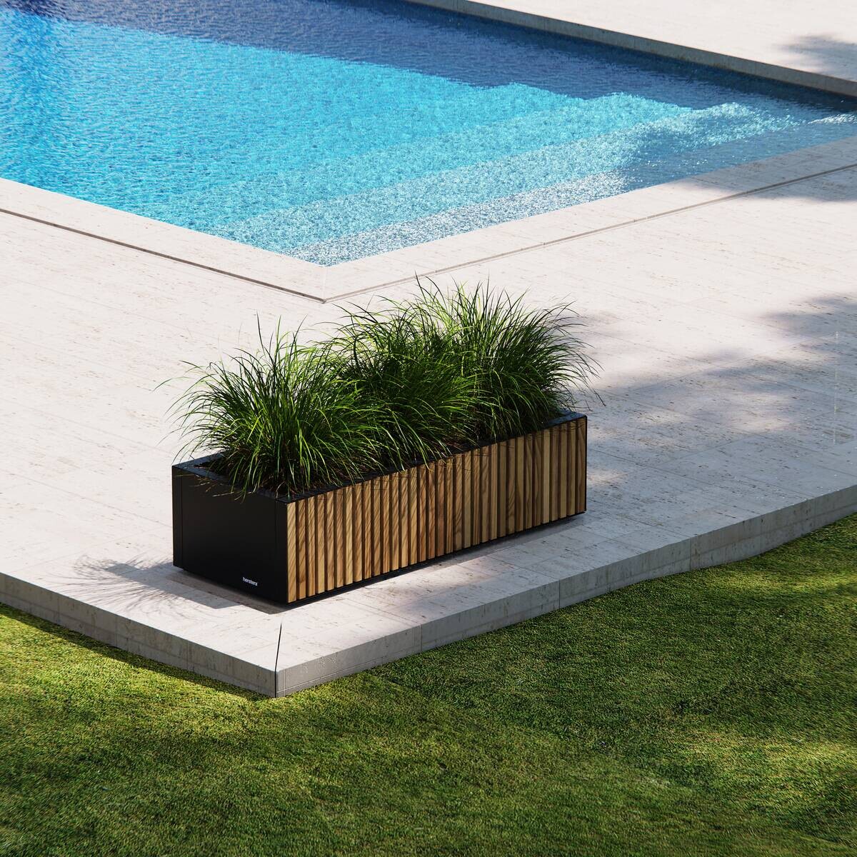 Herstera Garden Pflanzkübel Deco Planter Xic schwarz Holz B/H/L: ca. 100x25x40 cm