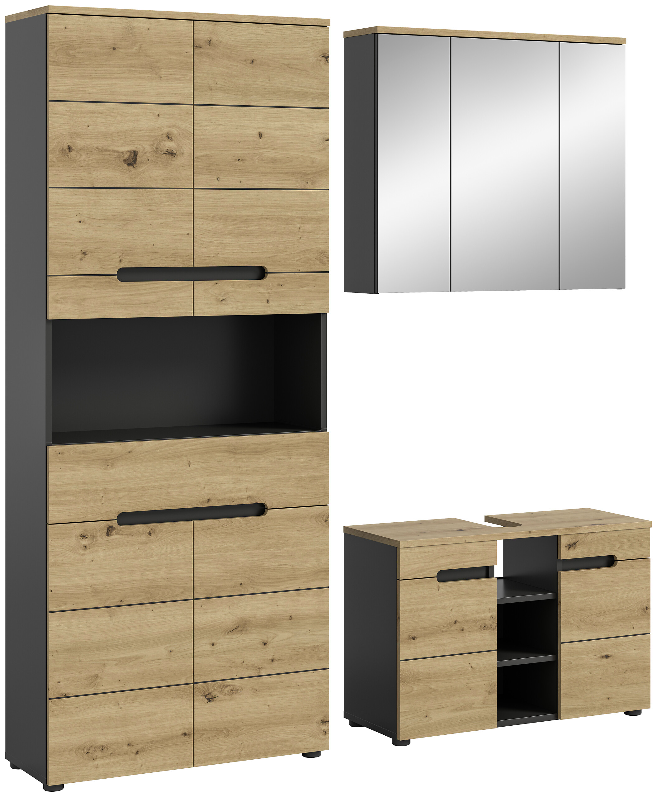 Badezimmer-Set Canu Basalt Eiche Artisan Nachbildung B/H/T: ca. 171x193x34 cm