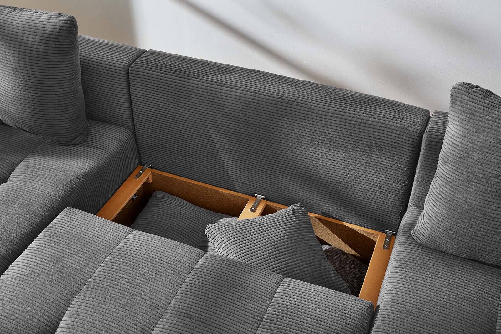 Wohnlandschaft grau Microfaser B/H/T: ca. 313x92x200 cm