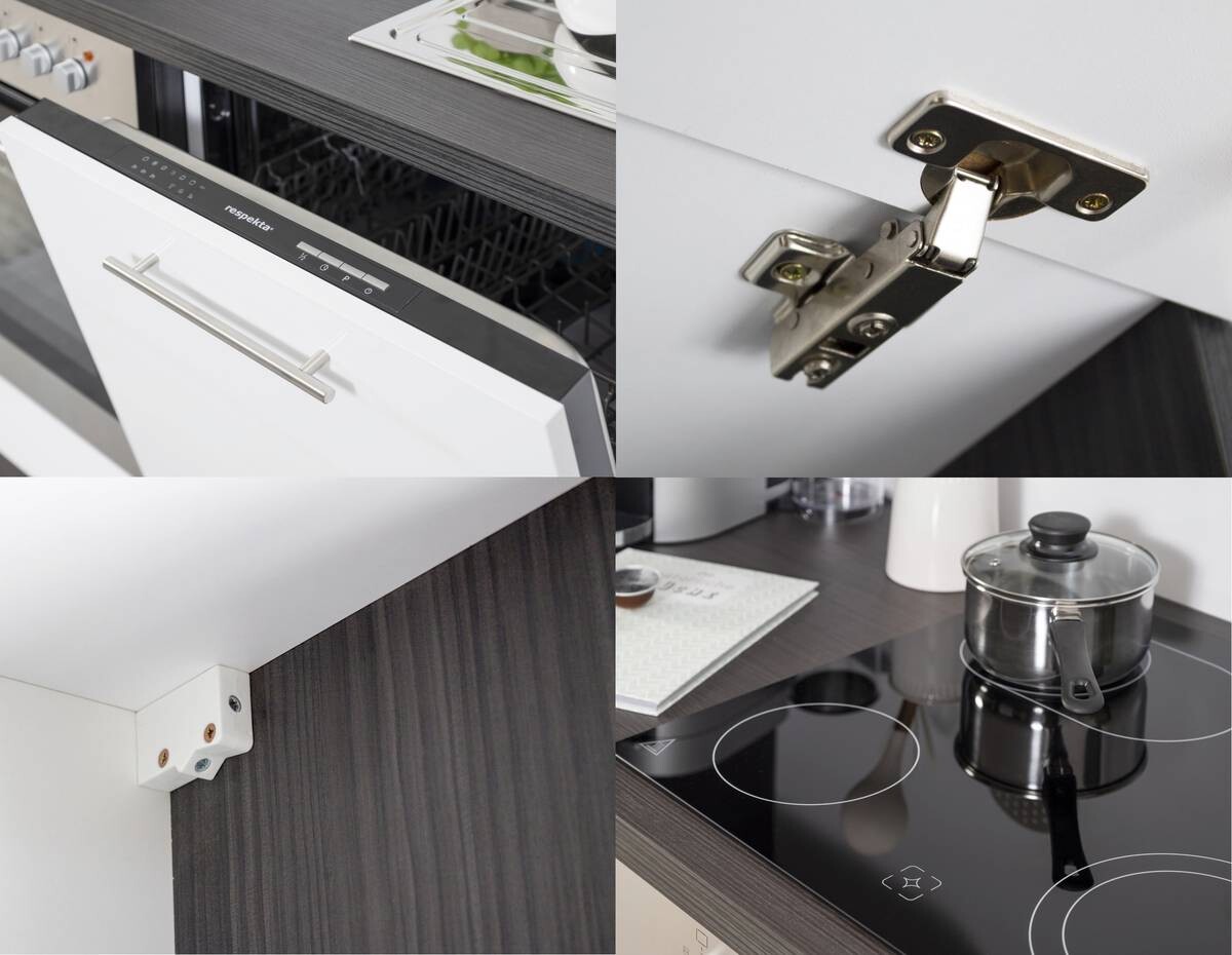 Respekta Winkelküche Amanda grau Hochglanz B/T/L: ca. 290x60x200 cm