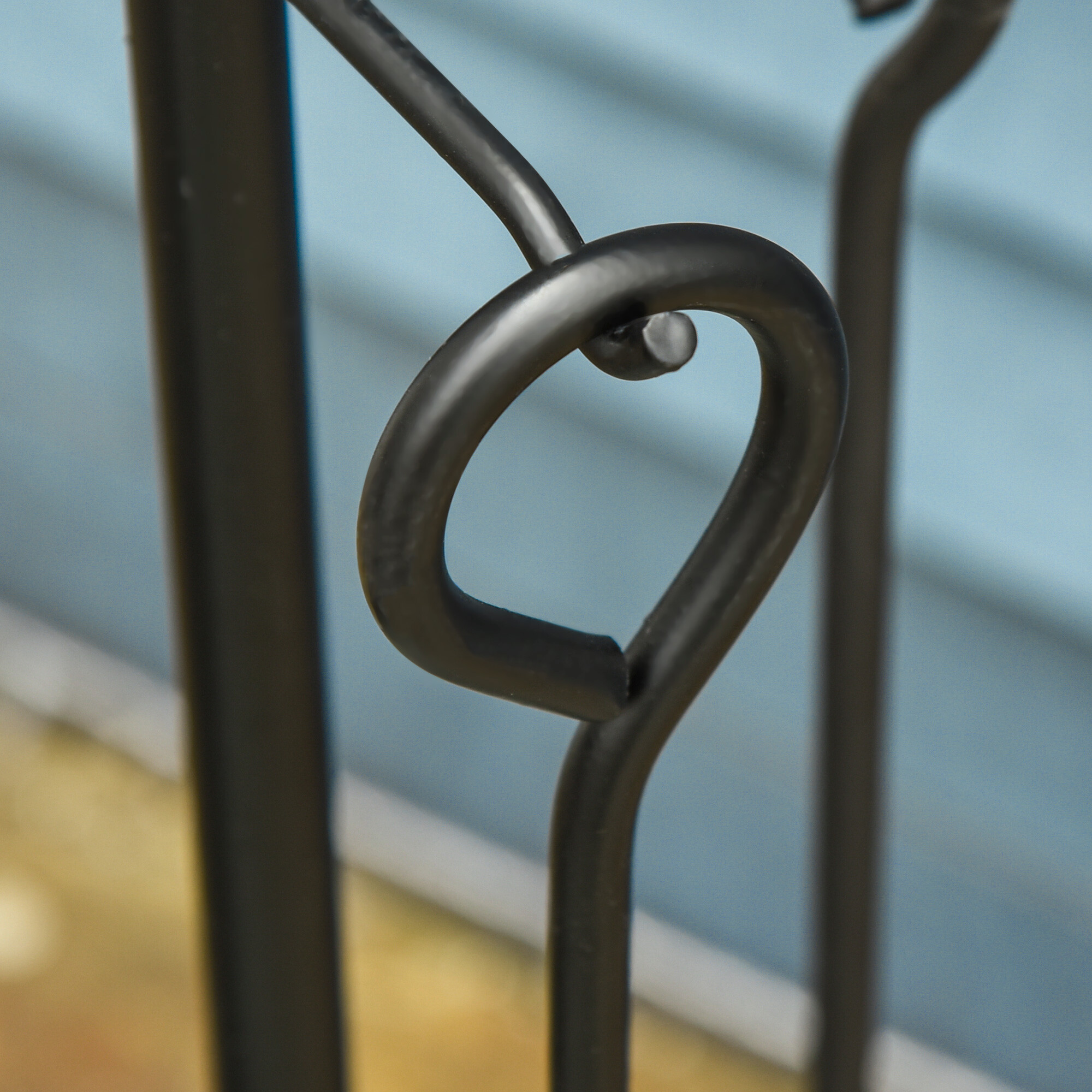 Outsunny Schürhaken und Halterung schwarz B/H/L: ca. 20x87x20 cm ca. 2,5 kg