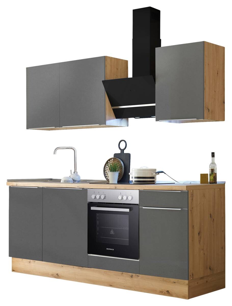 Respekta Küchenblock Marleen grau matt B/H/T: ca. 220x211x60 cm