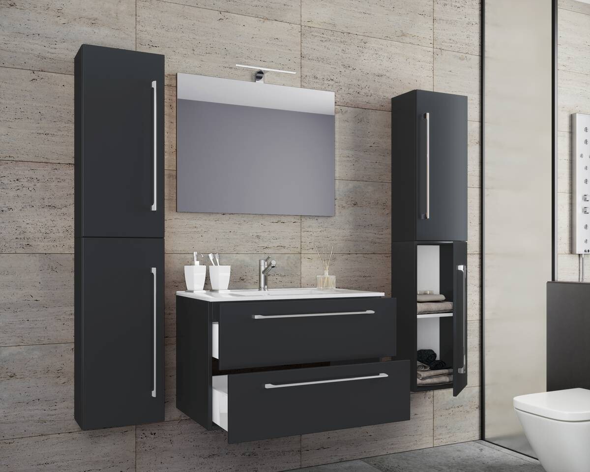 Waschplatz 5tlg-Badinos schwarz B/H/T: ca. 80x50x46 cm