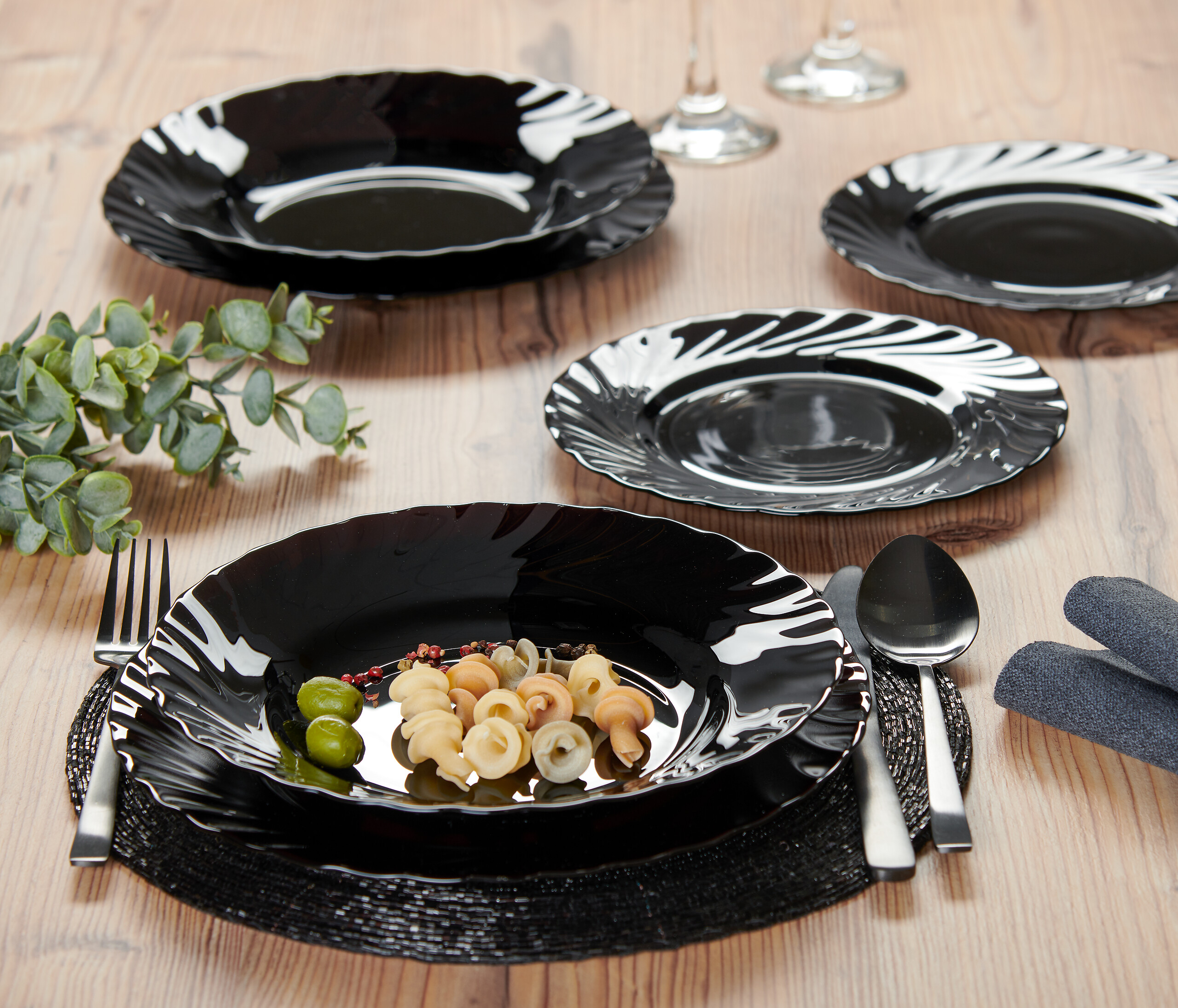 ARCOROC Dessertteller schwarz Opal-Hartglas D: ca. 19 cm