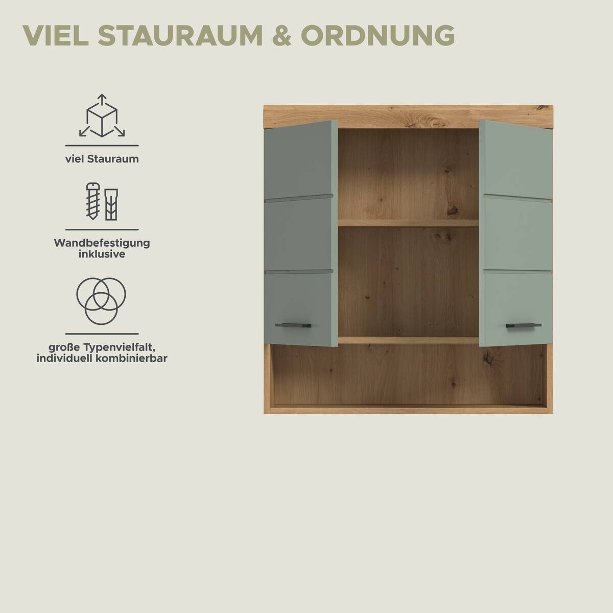 Badhängeschrank Scout Eiche Artisan Nachbildung salbei Nachbildung B/H/T: ca. 74x79x24 cm