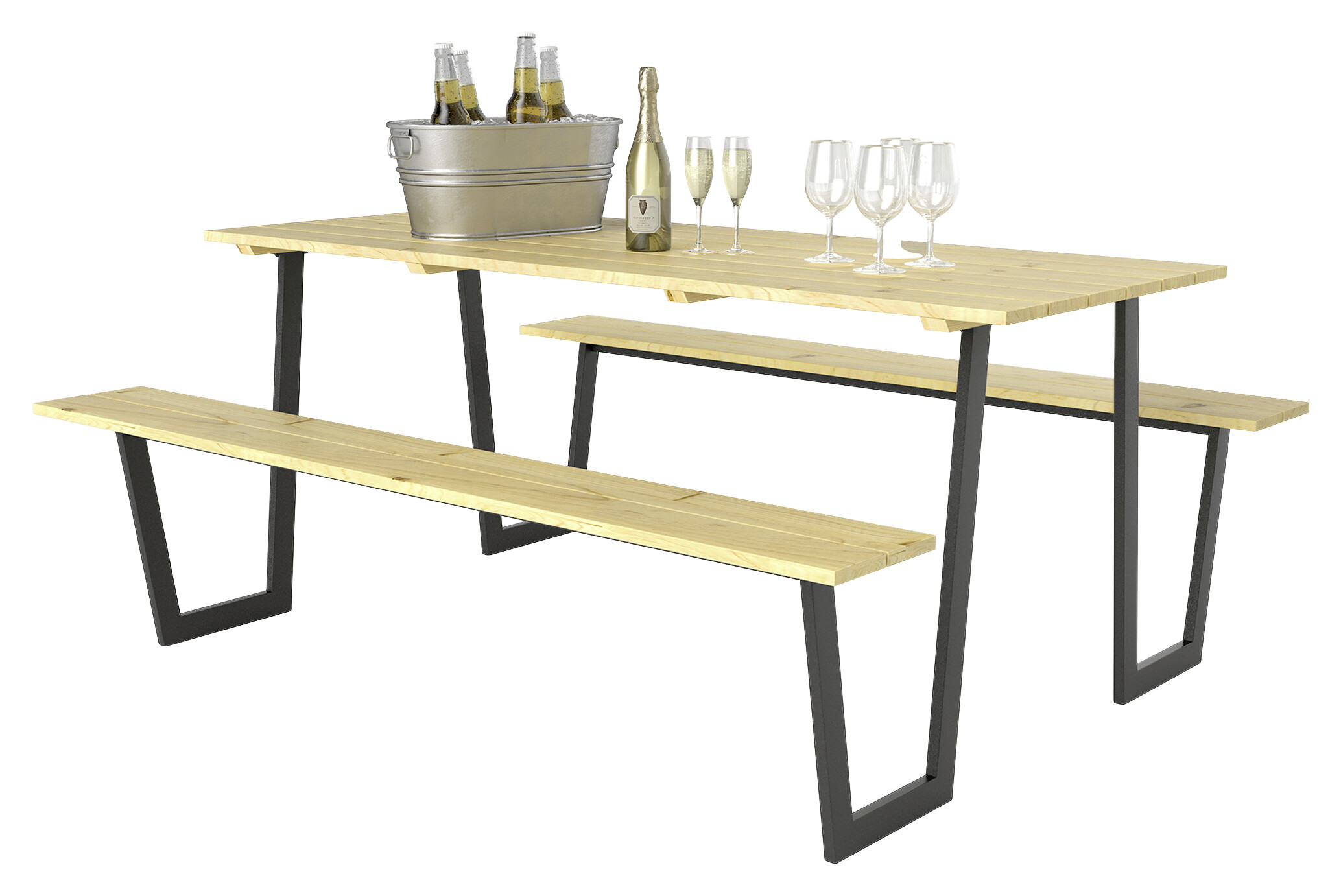 Outsunny Bierzeltgarnitur Holzoptik Holz B/H/L: ca. 148x78x175 cm