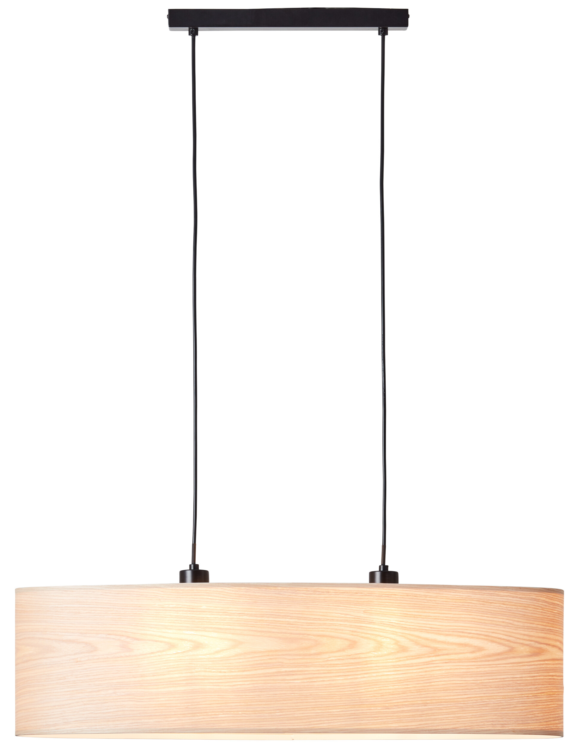 Brilliant Pendelleuchte Romm 99492/76 natur schwarz Holz Metall B/H/T: ca. 78x120x22 cm E27 2 Brennstellen