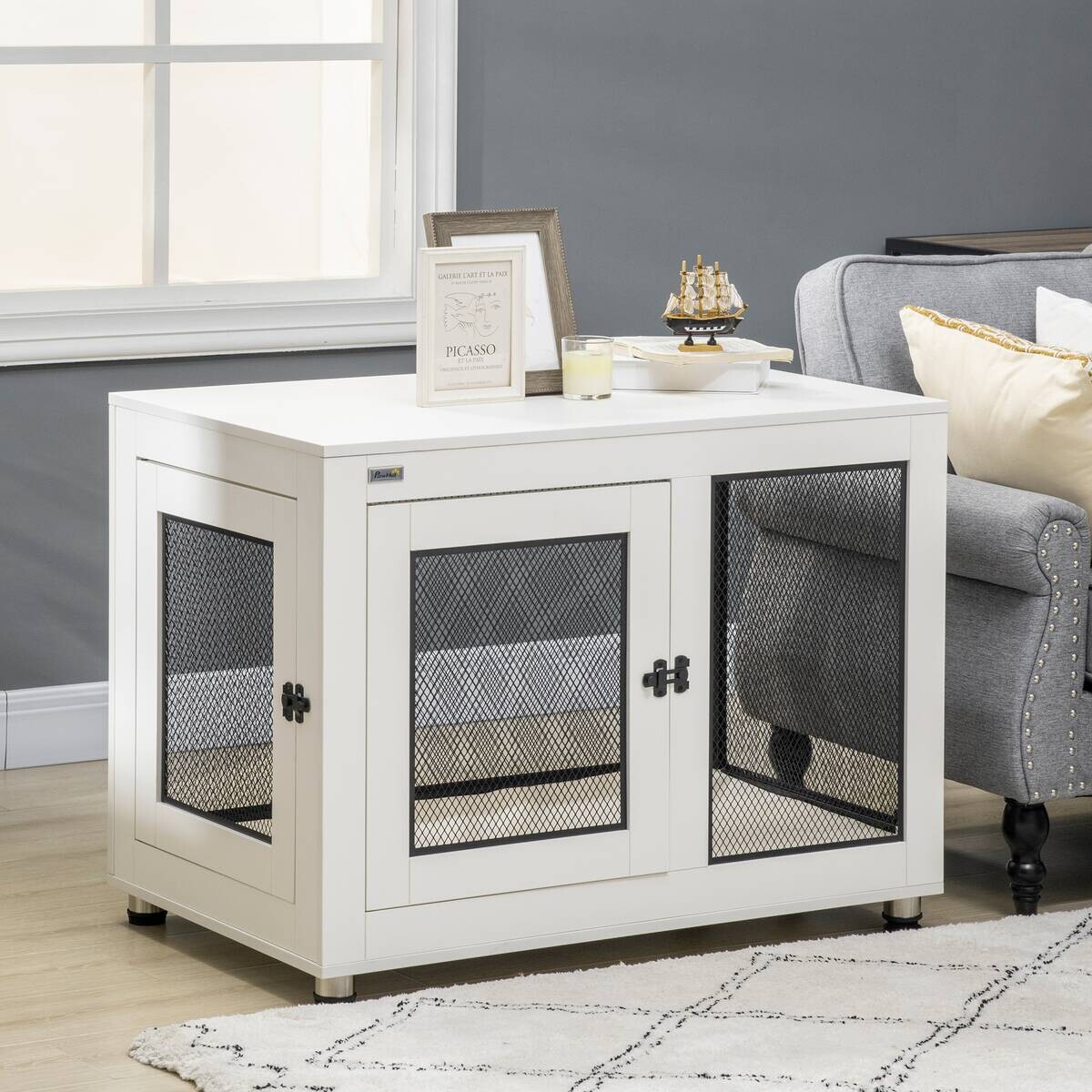 PawHut Hunde-Zubehör weiß Spanplatte B/H/L: ca. 60x94x71,5 cm