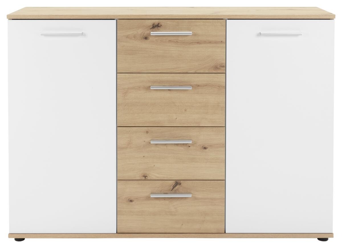 Kommode Jacky 2 Eiche Artisan Nachbildung weiß B/H/T: ca. 120x85x35 cm