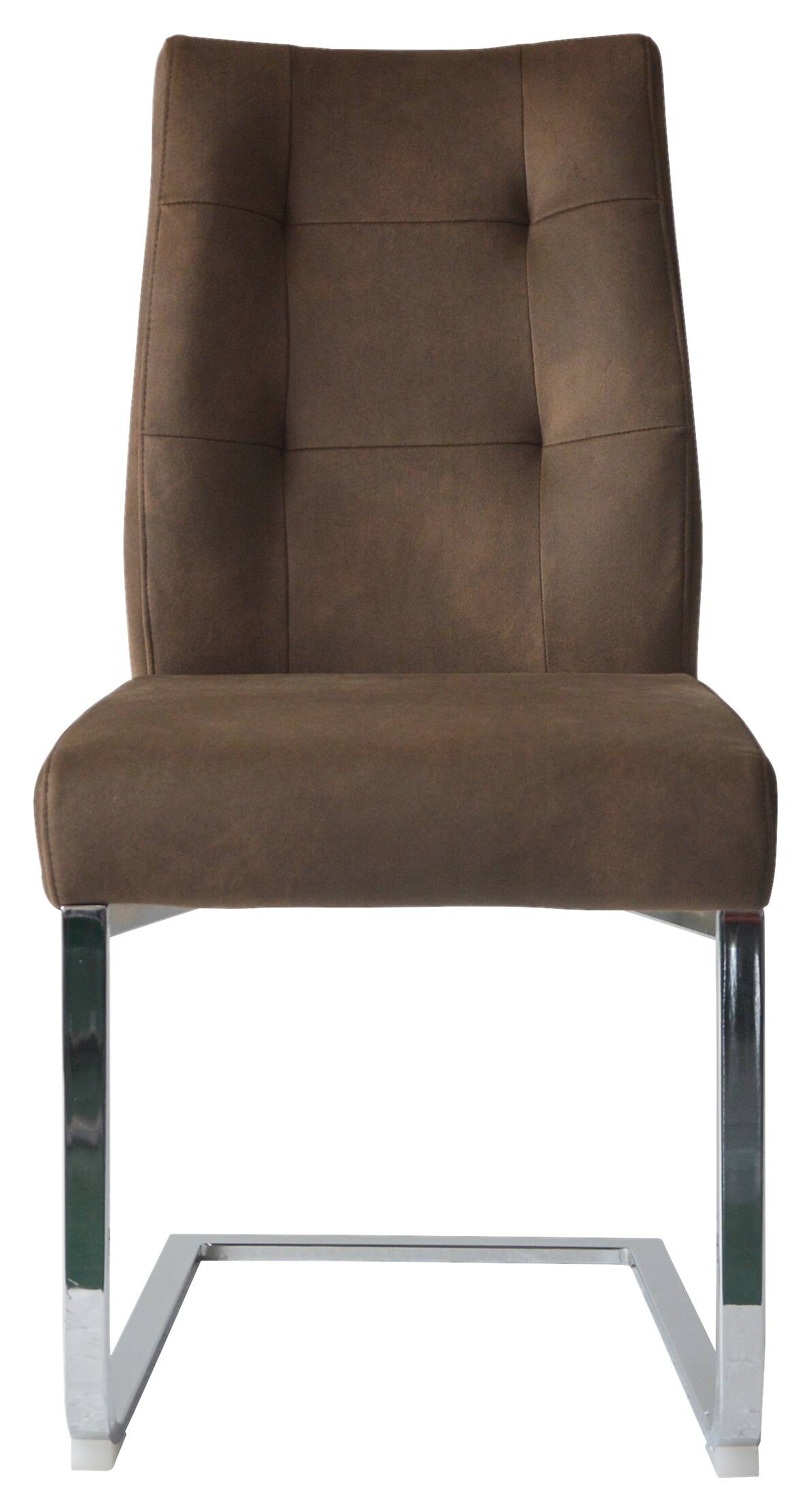 Schwingstuhl MARLEN-XXL 2er-Set dunkelbraun Vintage Chrom Stoff Metall B/H/T: ca. 72x96x80 cm