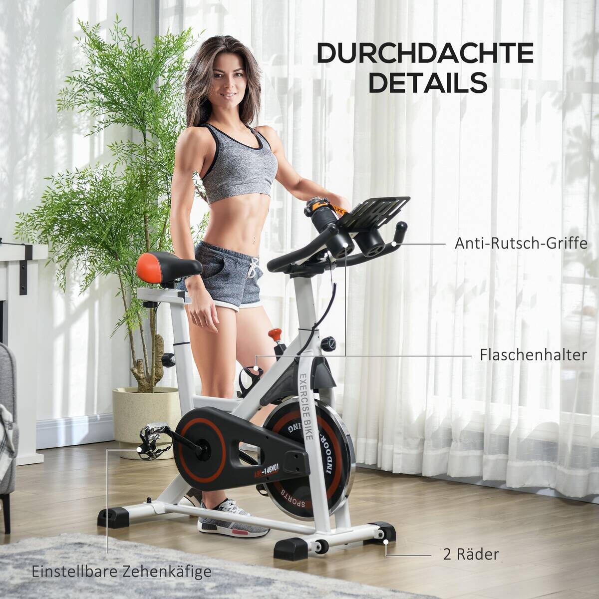 HOMCOM Ergometer schwarz Stahl B/H/L: ca. 53x114x103 cm