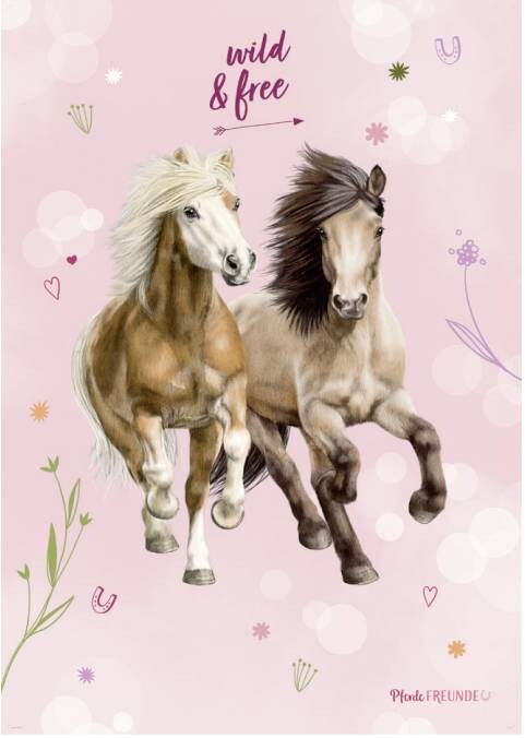 Pferde Freunde Kinderteppich rosa B/L: ca. 80x120 cm
