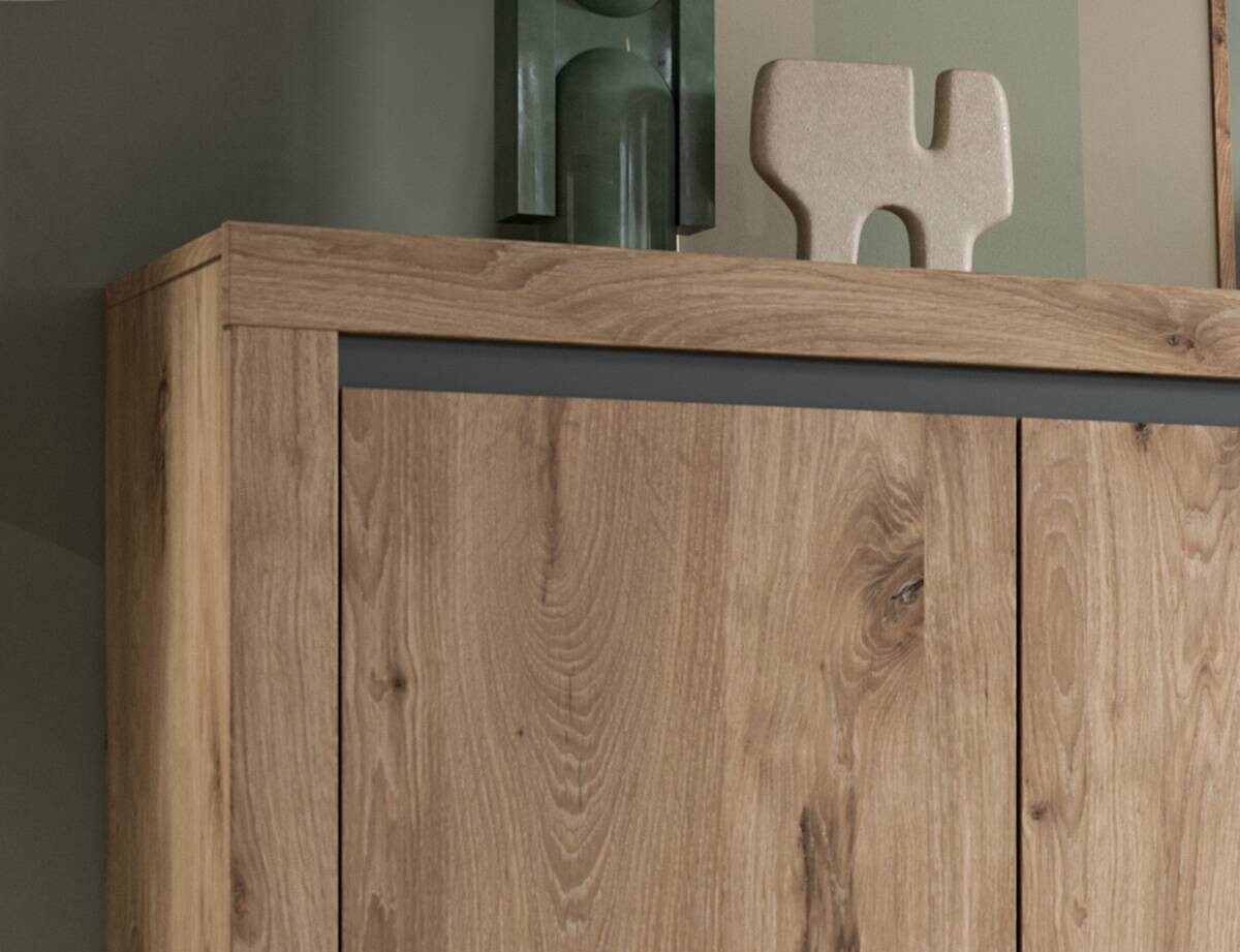 Kommode Woody Nox Oak Nachbildung anthrazit B/H/T: ca. 81x105x37 cm