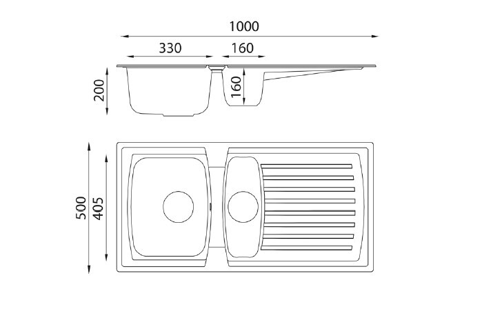 Respekta Einbauspüle Boston 100 x 50 G Beton grau Mineralite B/H/T: ca. 100x20x50 cm