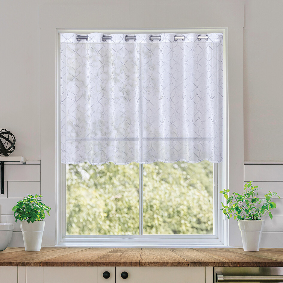 Scheibengardine Teneriffa weiß B/L: ca. 150x75 cm