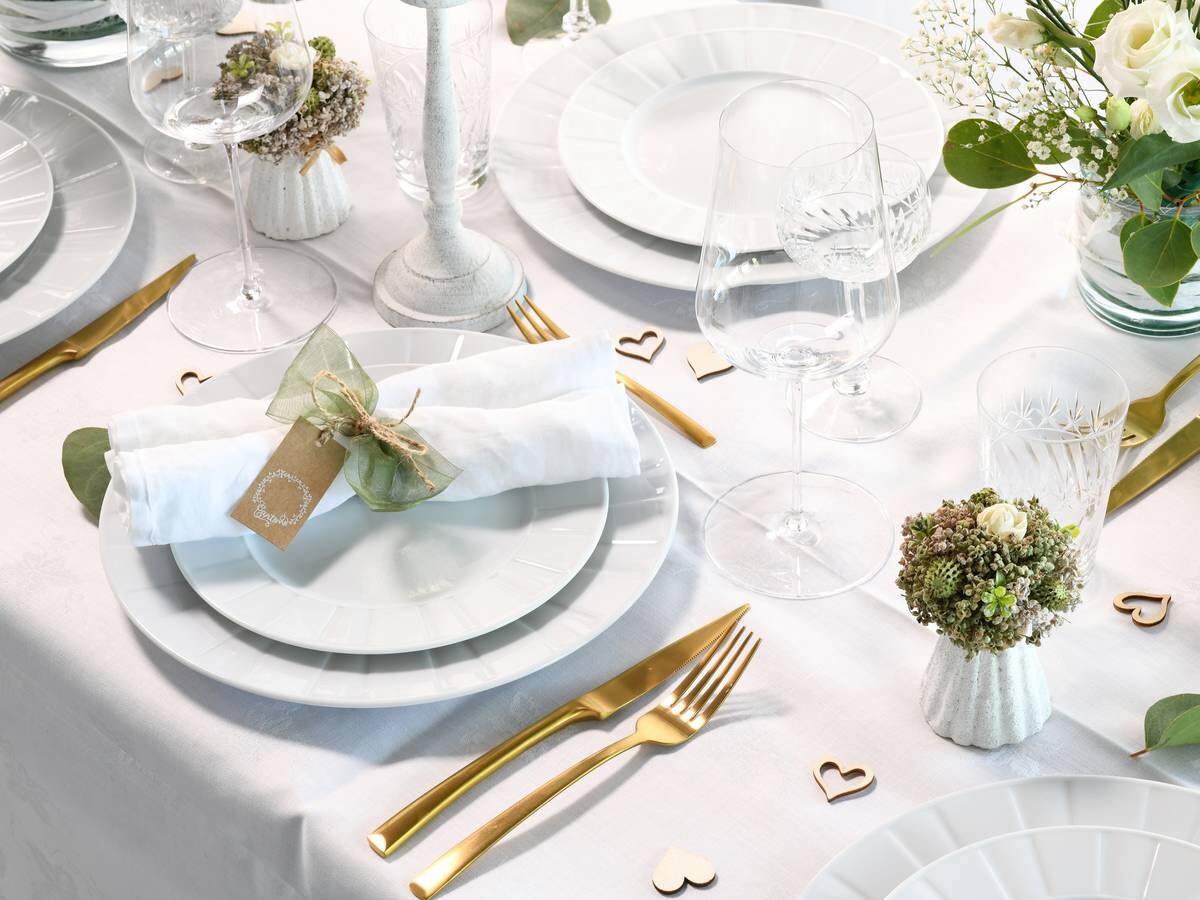 CreaTable Tafelservice Barcelona weiß Porzellan 12 tlg.