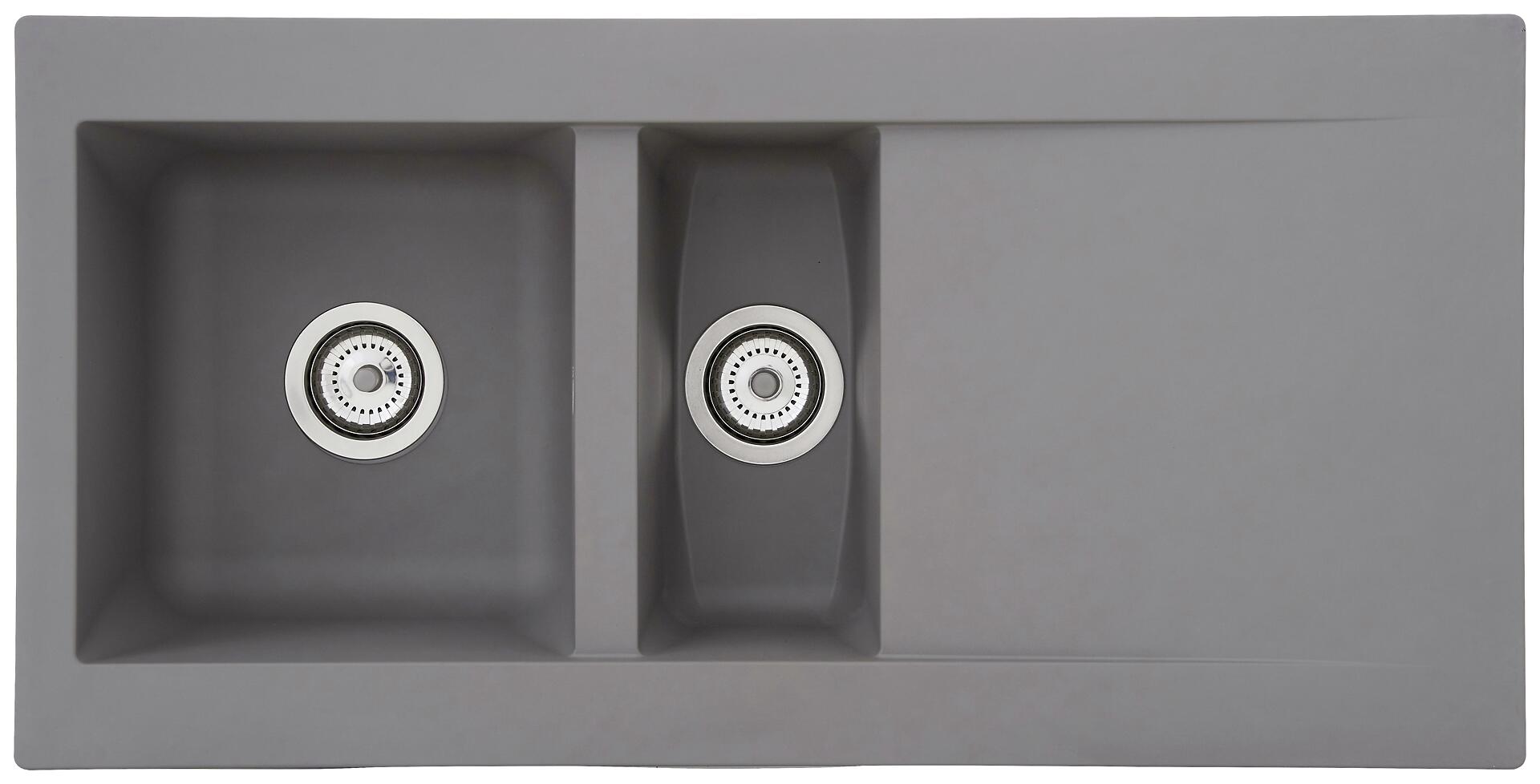 Respekta Einbauspüle Denver 1,5  100 x 50 G Beton grau Mineralite B/H/T: ca. 100x20x50 cm