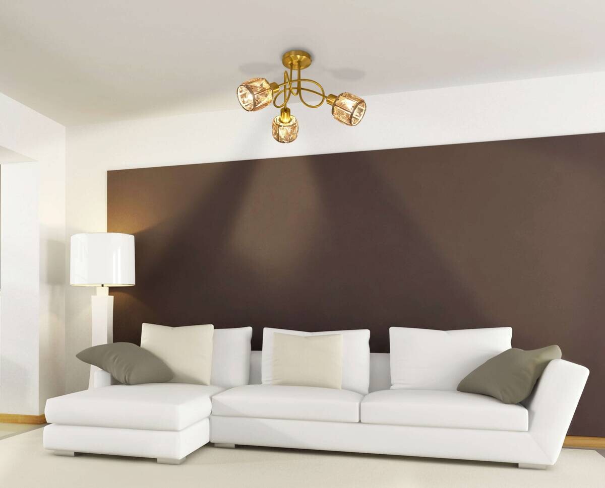 Näve Leuchten Spotleuchte 1280858 gold Metall Glas B/H/T: ca. 38x24x38 cm 3 Brennstellen