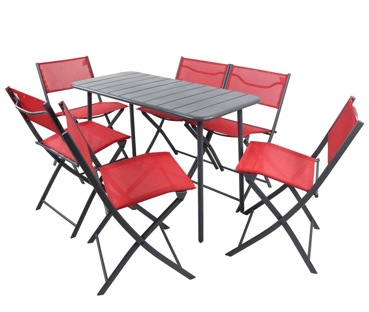 VCM Gartensitzgruppe Sumila rot Stahl B/H/L: ca. 45x79x46 cm