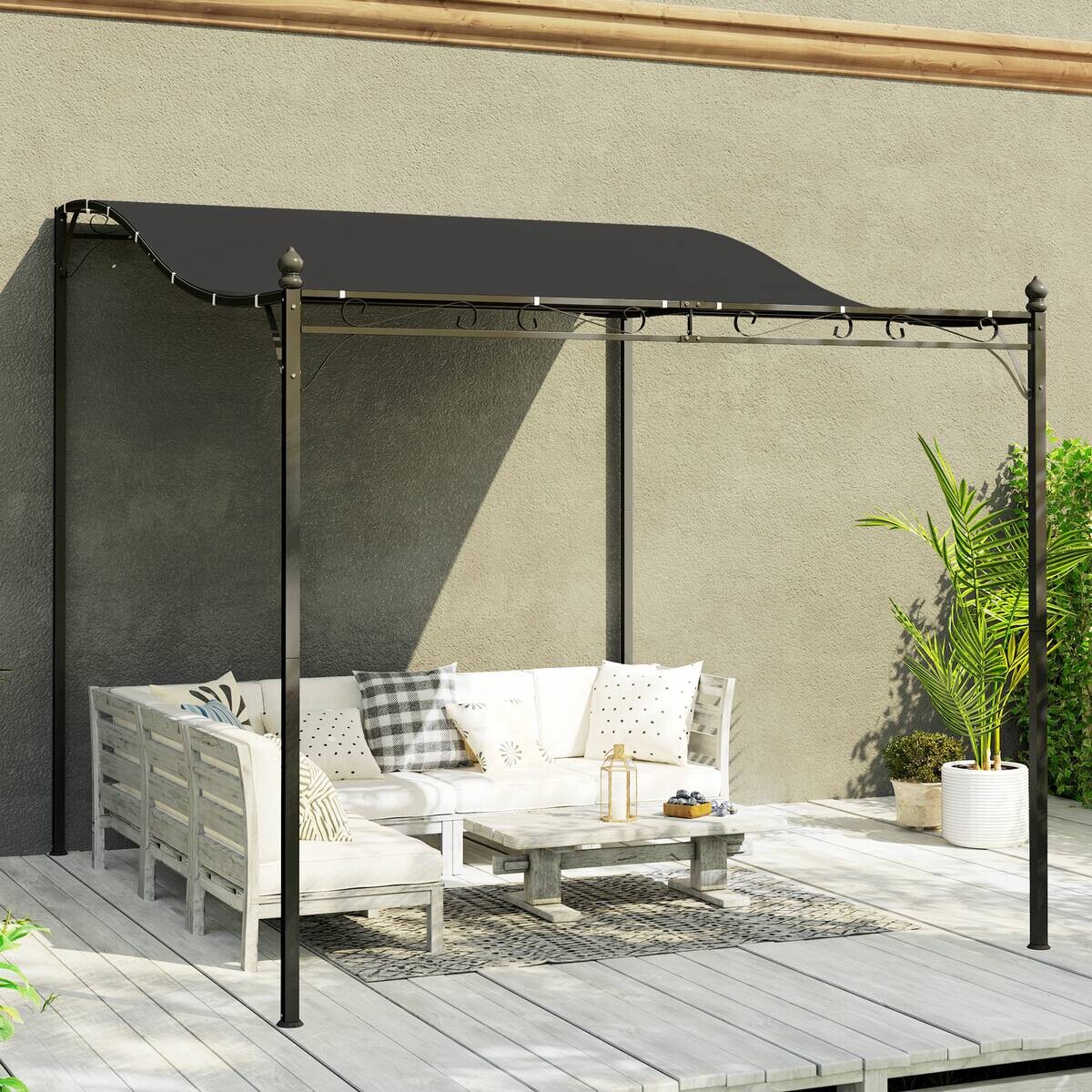 Outsunny Anbaupavillon dunkelgrau Metall B/H/L: ca. 298x250x248 cm