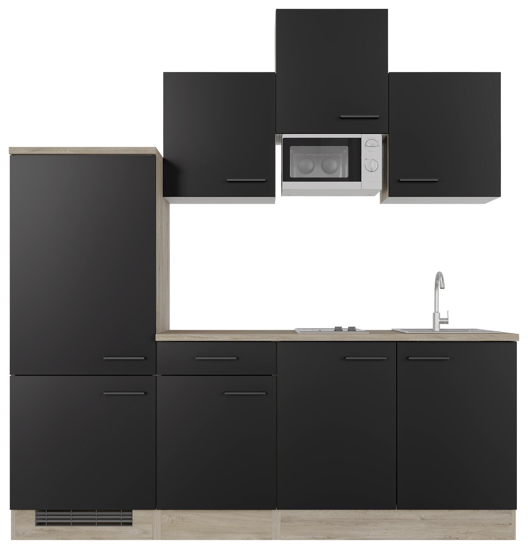 Küchenblock Capri schwarz matt B/H/T: ca. 210x226x60 cm