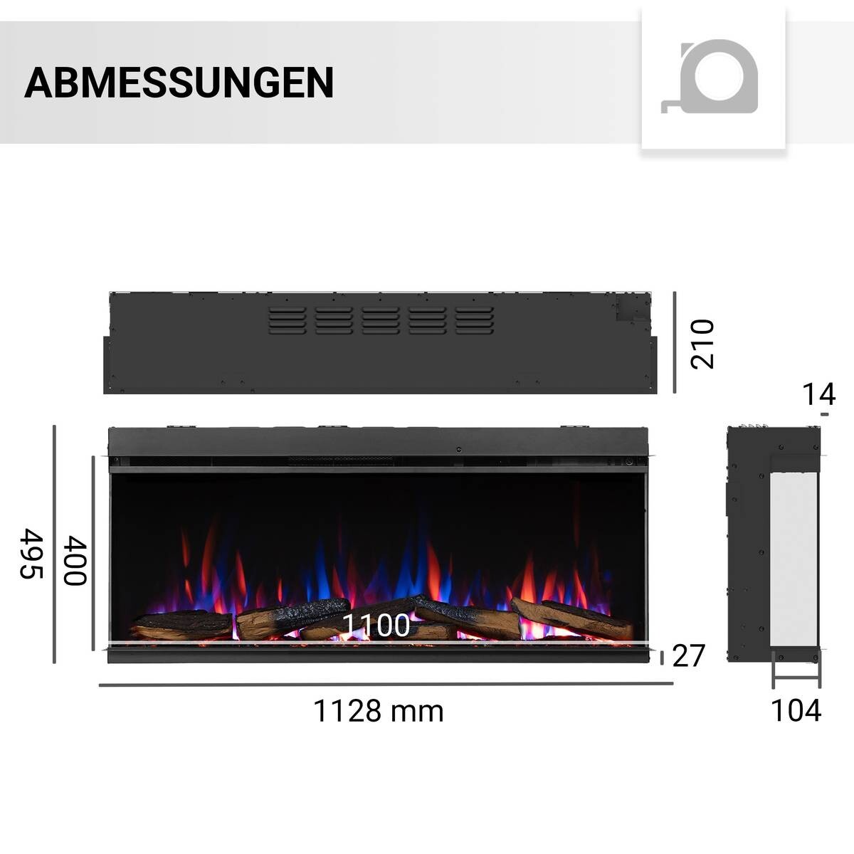 Balderia Elektrischer-Kamin EF408A Athena 44" schwarz B/H/T: ca. 113x50x21 cm ca. 1500 W Balderia Elektrischer-Kamin EF408A Athena 44" schwarz B/H/T: ca. 113x50x21 cm ca. 1500 W