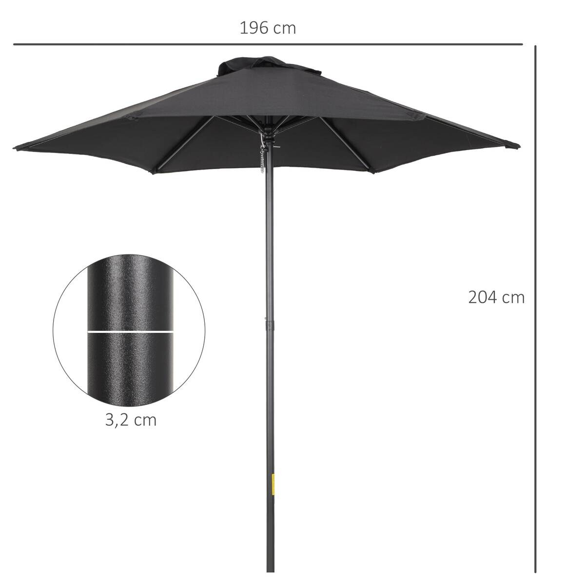 Outsunny Sonnenschirm schwarz Polyester B/H/L: ca. 196x204x196 cm