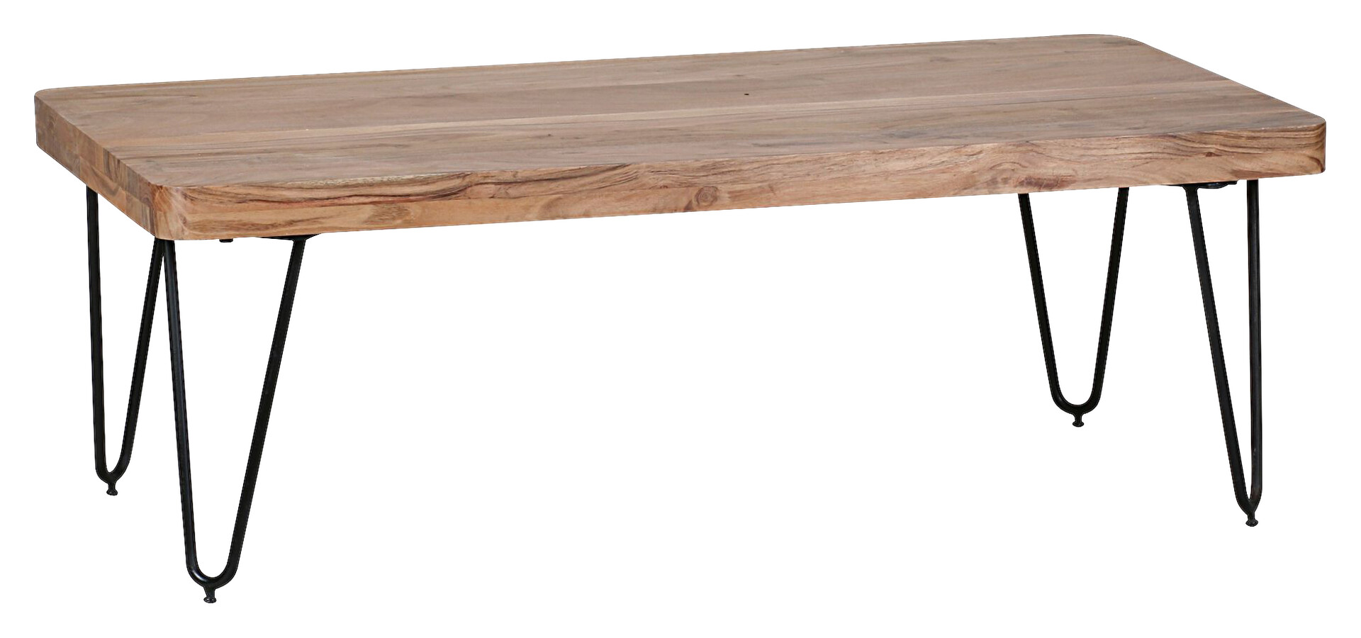 Wohnling Couchtisch natur schwarz Akazie Metall B/H/T: ca. 115x40x60 cm