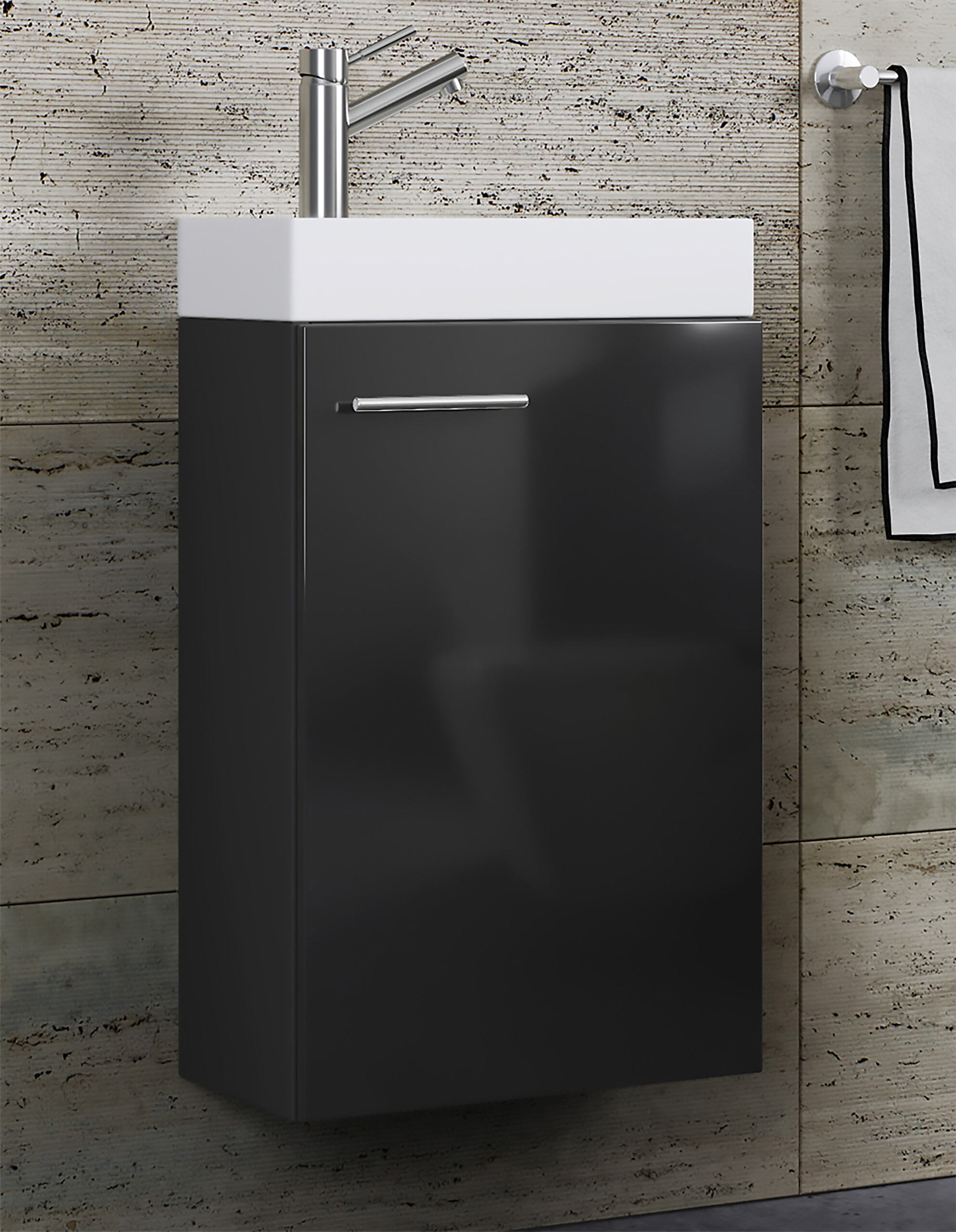 Waschplatz Slito schwarz weiß B/H/T: ca. 41x68x22 cm