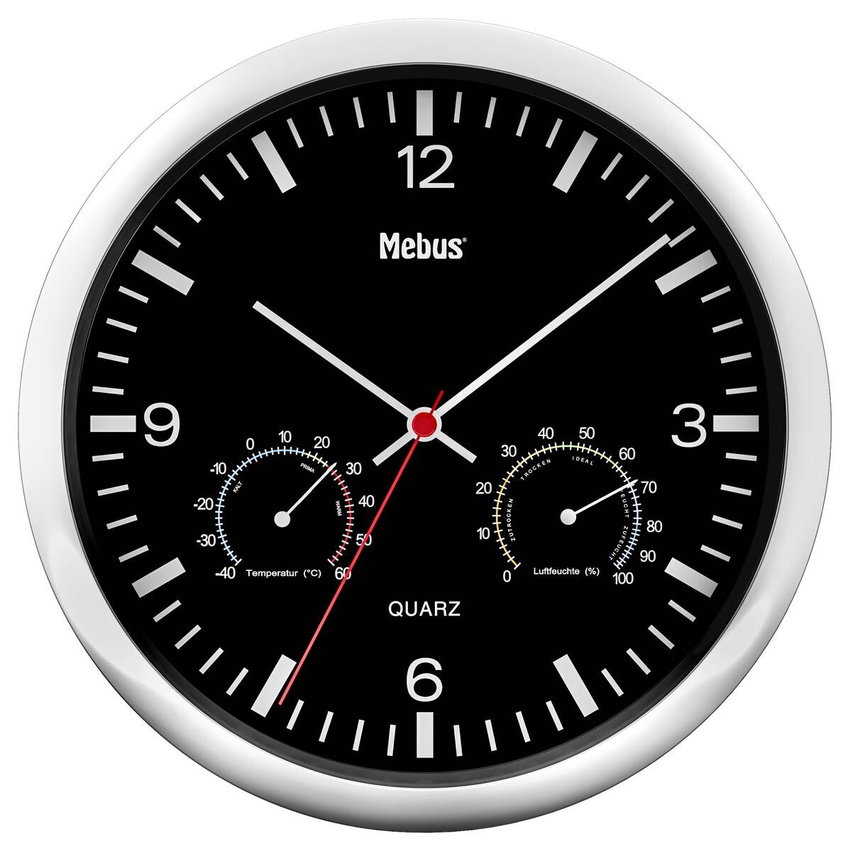 Mebus Wanduhr schwarz D: ca. 25 cm