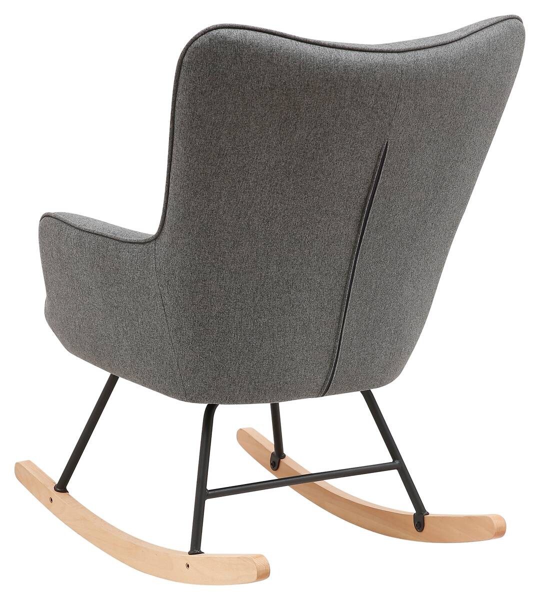 byLIVING Schaukelstuhl RICHIE grau schwarz natur Webstoff Metall Buche B/H/T: ca. 72x92x92 cm