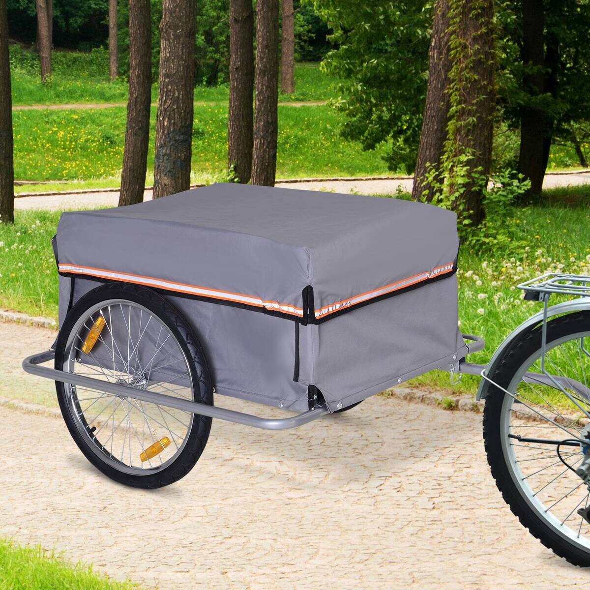 HOMCOM Fahrradanhänger grau grau B/H/L: ca. 88x140x60 cm